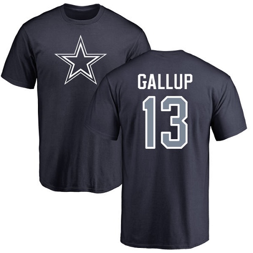 Men Dallas Cowboys Navy Blue Michael Gallup Name and Number Logo #13 Nike NFL T Shirt->nfl t-shirts->Sports Accessory